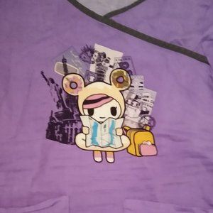 XS Lavender Koi Tb TokiDoki Scrub Top